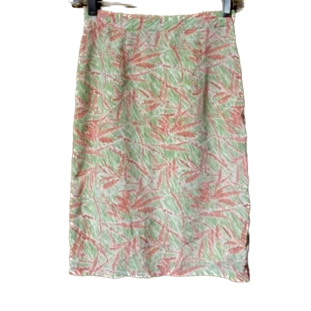 Tropical Design Pencil Skirt with Back Slit - Size XXS